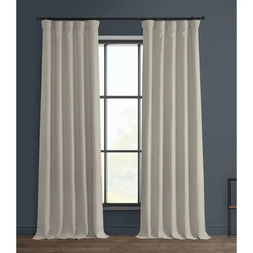 Birch Textured Faux Linen Room Darkening Curtain 50” x 96” L